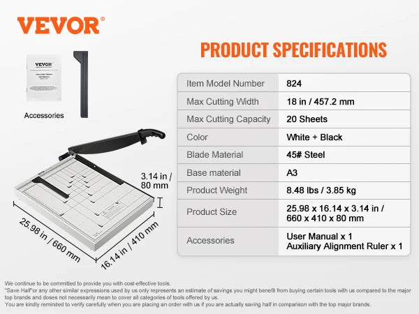 SucceBuy Heavy Duty Guillotine Paper Cutter for Home Office Use