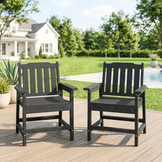 Outsunny Slatted Outdoor Patio Armchairs With Durable Metal Frame
