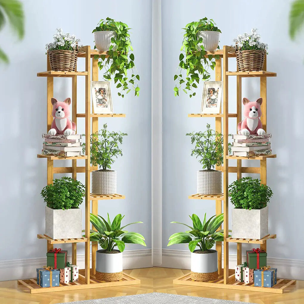 Wisfor Bamboo Corner Plant Stand Rack for Indoor Outdoor Plants