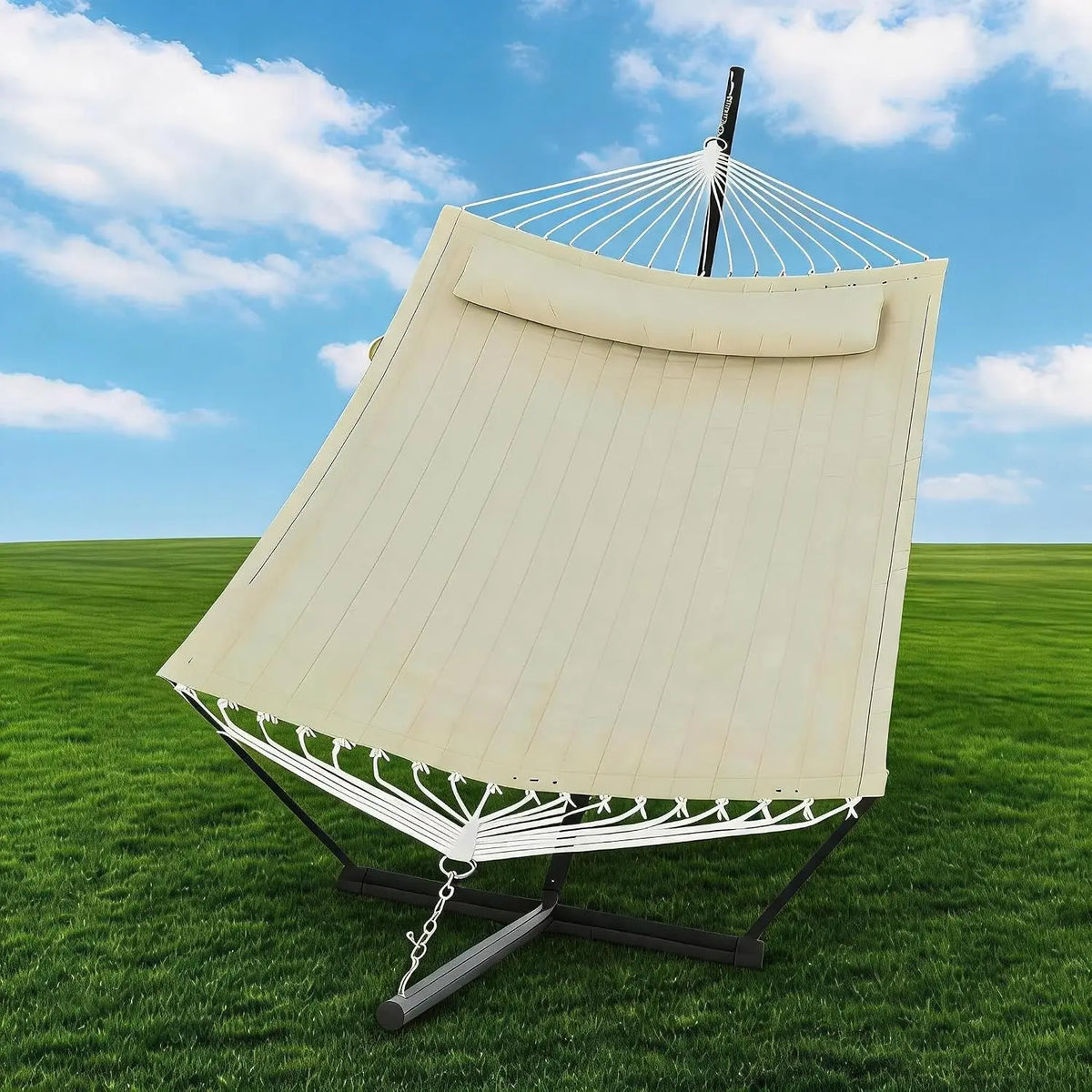 HiMISS Freestanding Double Hammock With Steel Stand For Garden Patio