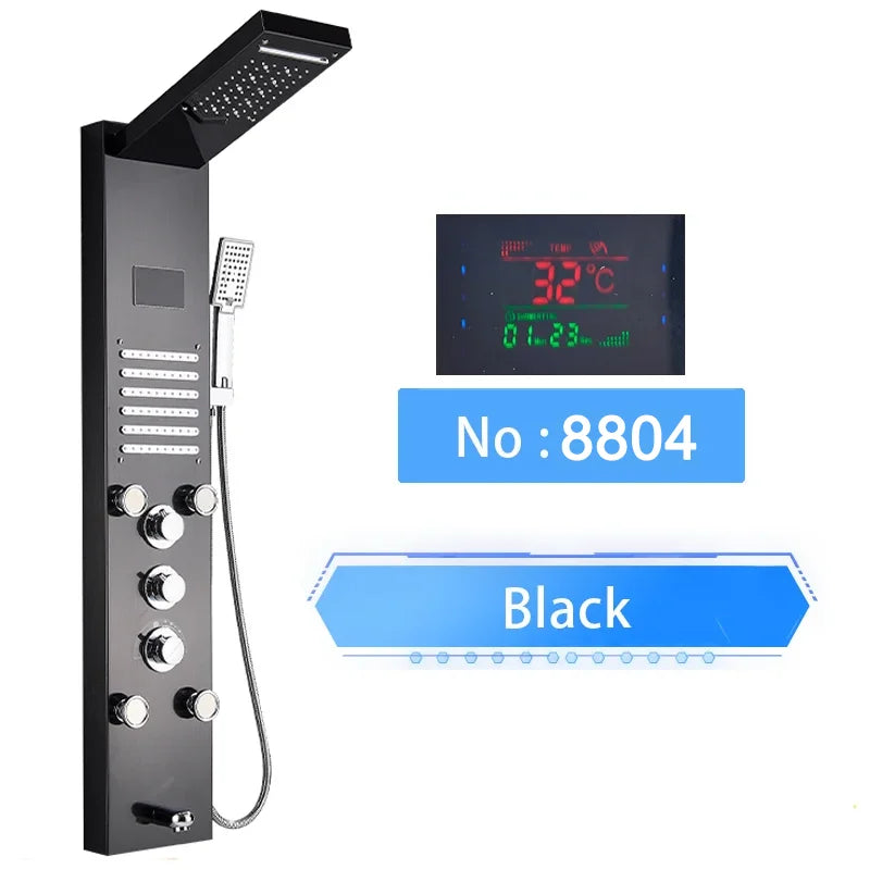 Shinesia LED Shower Panel With Digital Display Spa Massage Jets