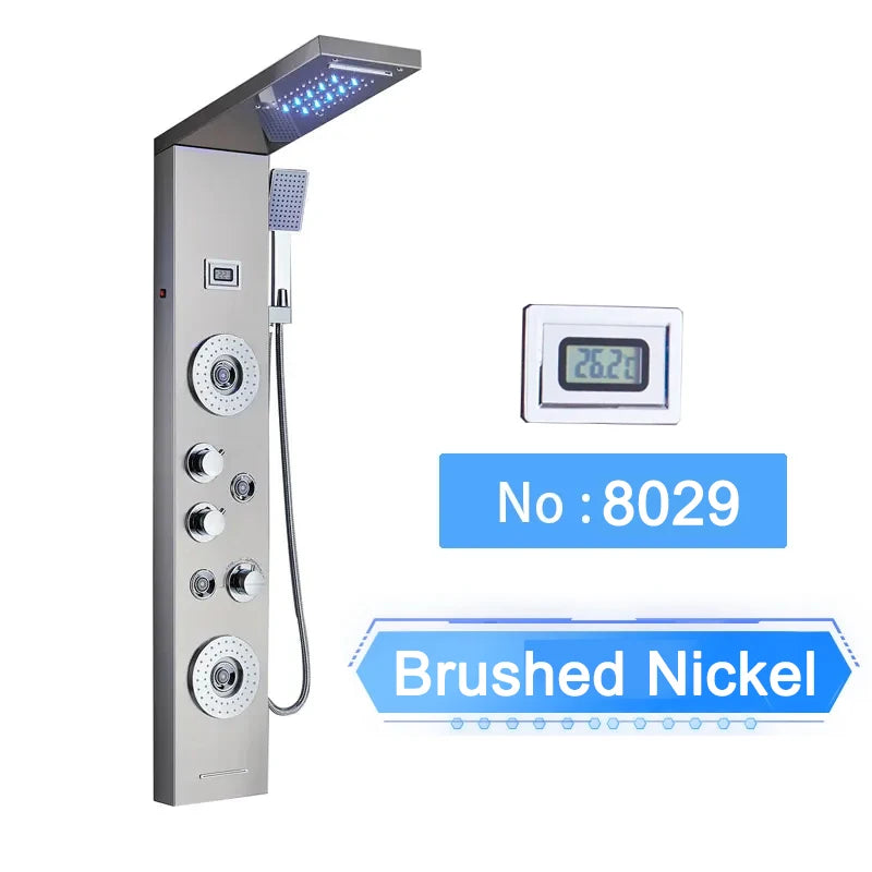 Shinesia LED Shower Panel With Digital Display Spa Massage Jets