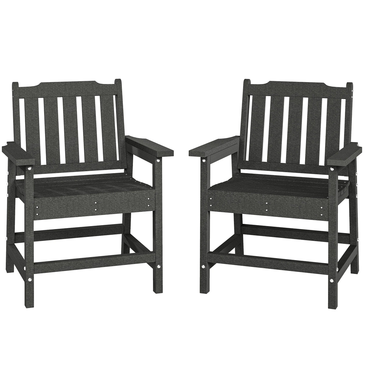 Outsunny Slatted Outdoor Patio Armchairs With Durable Metal Frame