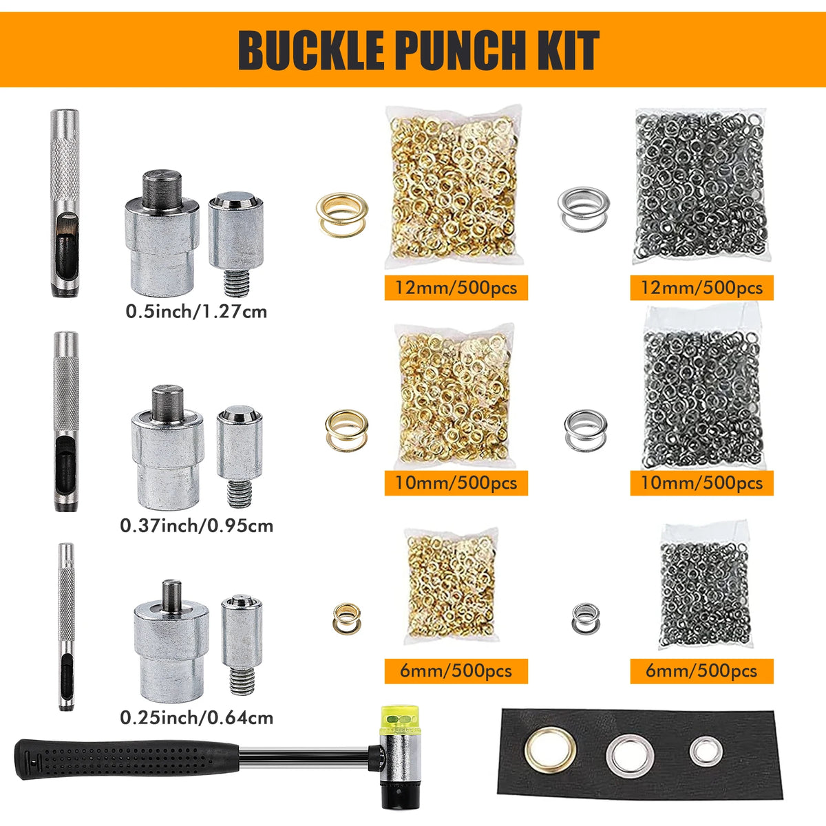 Manual Grommet Eyelet Hand Press Tool For Leathercraft And Sewing