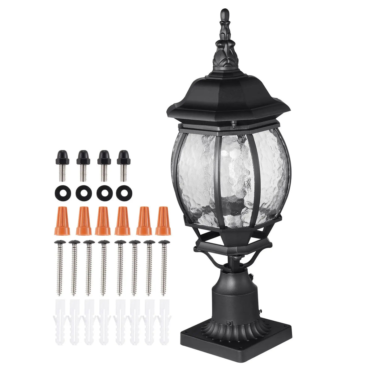 Dusk To Dawn Outdoor Post Light Fixtures With Glass Shade For Patios