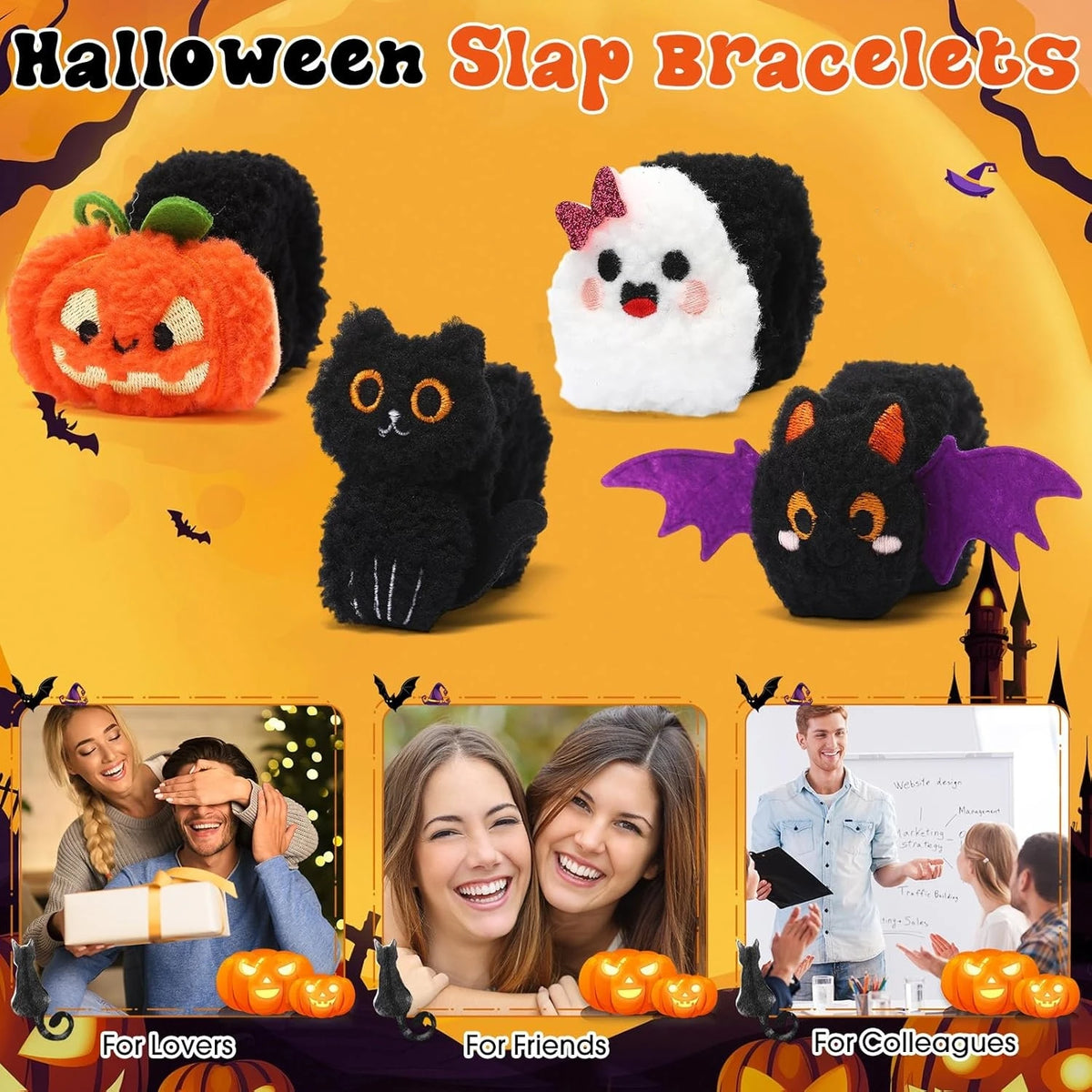 Halloween Ghost Plush Slap Bracelets Fun Party Favors And Prizes