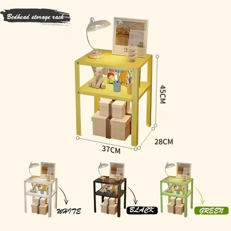 Industrial Metal Nightstand Storage Rack With Modern Shelving