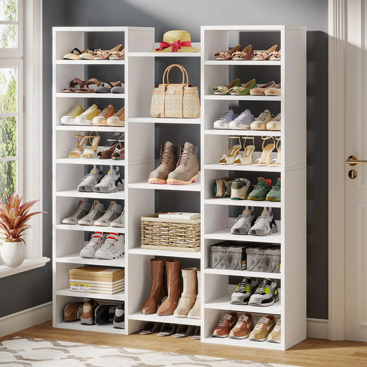 Tribesigns Freestanding Wooden Shoe Rack With 23 Open Storage Shelves