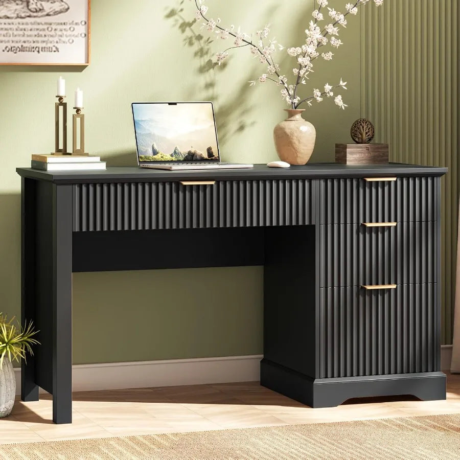 Fluted Executive Desk With Drawers And File Storage