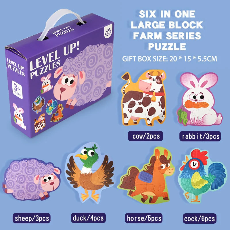 Animal Jigsaw Puzzles For Toddlers Montessori Early Learning Toy Set