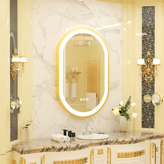 Wisfor Oval LED Bathroom Mirror With Dimmable Anti Fog Light