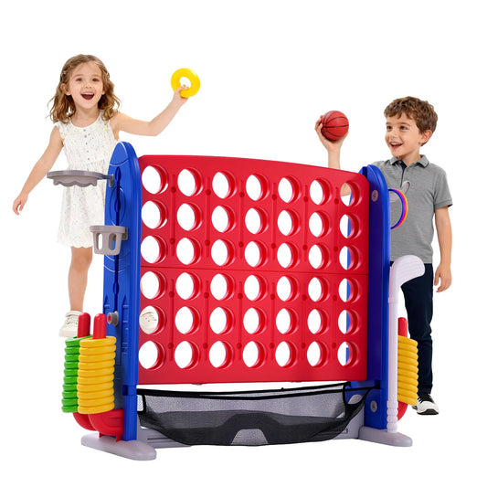 Giant Connect Four Outdoor Game Set Basketball And Ring Toss