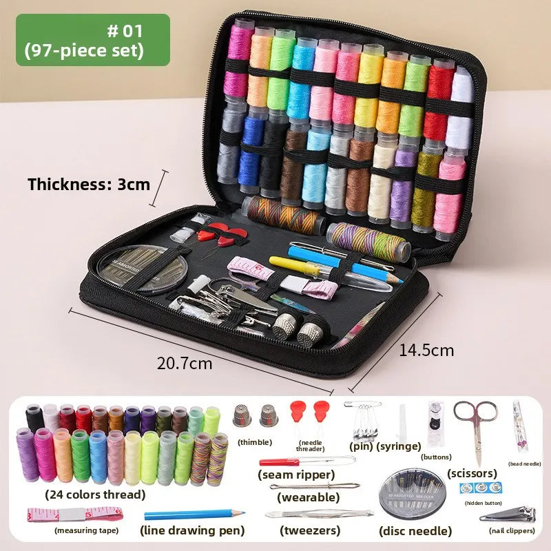 Complete Sewing Kit With Threads Needles Scissors And Tape Measure
