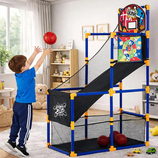 HiMISS Kids Basketball Arcade Set With Adjustable Indoor Outdoor Hoop