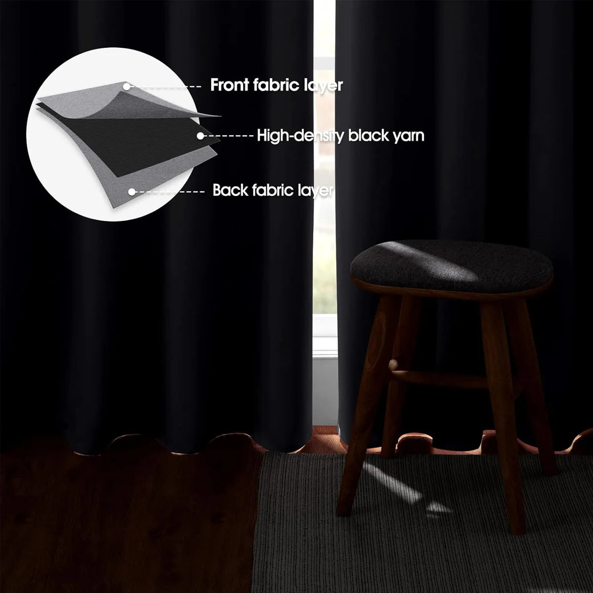 Blackout Thermal Insulated Grommet Curtains for Bedroom and Living Room